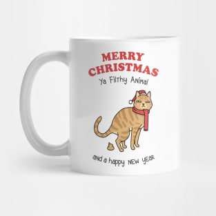 Merry Christmas Ya Filthy Animal Orange Cat Mug